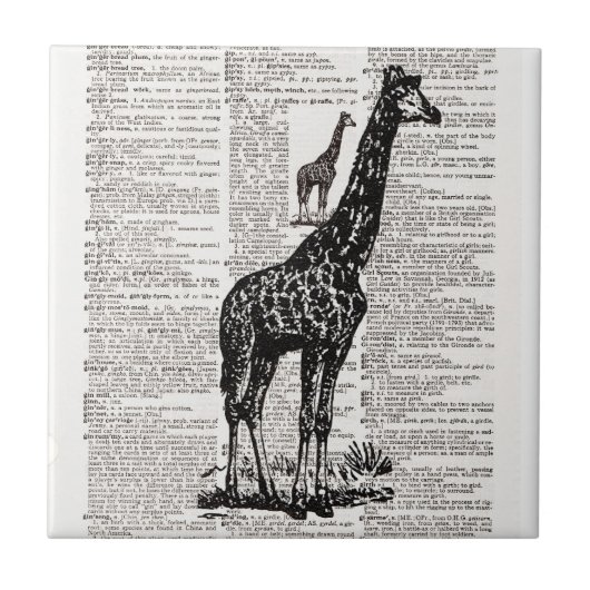 Giraffe dictionary Art Tegeltje (Voorkant)