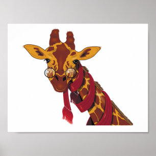 Giraffe die bril draagt poster