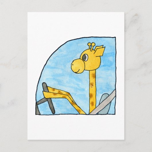 Giraffe die een auto bestuurt. briefkaart (Voorkant)