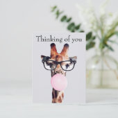 Giraffe die een bril draagt Denken aan jou Briefkaart (Staand voorkant)