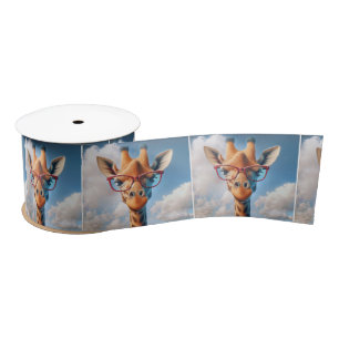 Giraffe die een rode bril draagt lint