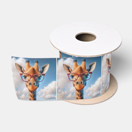 Giraffe die een rode bril draagt lint (Spoel)