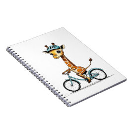 Giraffe die op een fiets rijdt – met de hand getek notitieboek