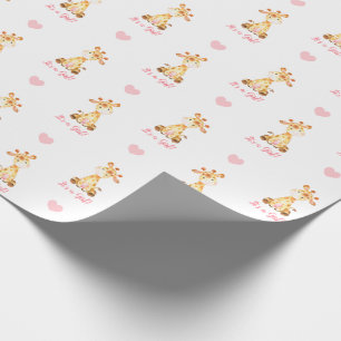 Giraffe die papier verpakt roze (het is een meisje