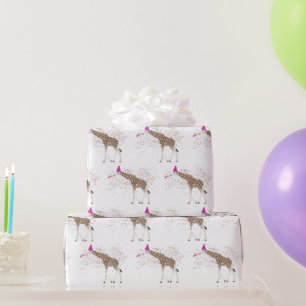 Giraffe die Safari-dieren met een partij bij de ov Cadeaupapier