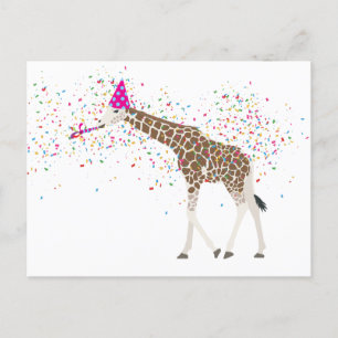 Giraffe die Safari-dieren met een partij bij de ov Feestdagenkaart