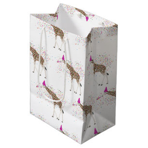 Giraffe die Safari-dieren met een partij bij de ov Medium Cadeauzakje