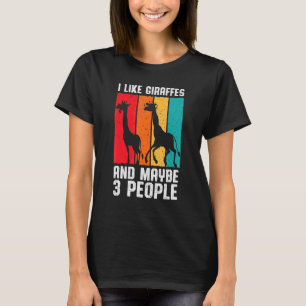 Giraffe Dier I houdt van Giraffes en 3 mensen Intr T-shirt