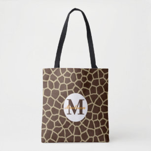 Giraffe Dierenprint Monogram Tote Tas