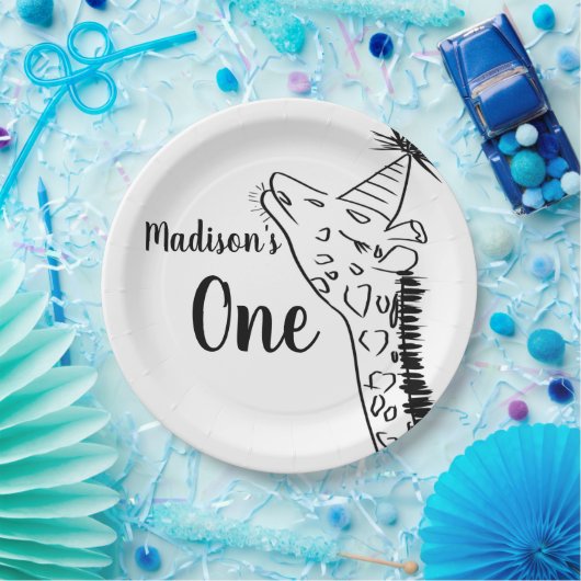 Giraffe dierentuin Wilde Oerwoud Doodle Papieren Bordje (Feest)