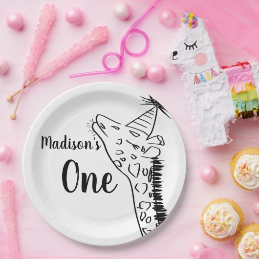 Giraffe dierentuin Wilde Oerwoud Doodle Papieren Bordje (Feest)