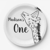 Giraffe dierentuin Wilde Oerwoud Doodle Papieren Bordje (Voorkant)