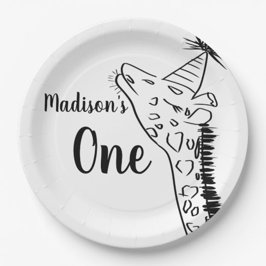 Giraffe dierentuin Wilde Oerwoud Doodle Papieren Bordje (Voorkant)