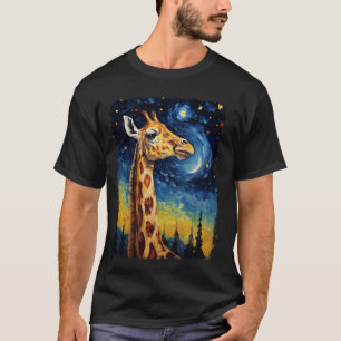 Giraffe Dierlijke Sterrennacht schilderij T-shirt