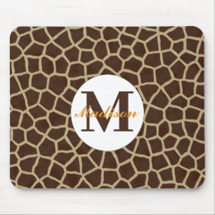 Giraffe Dierprint Initiaal Monogram Muismat