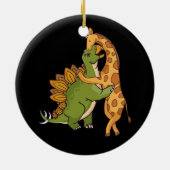 Giraffe Dinosaur Hug Love Dino Animals Safari Hall Keramisch Ornament (Achterkant)