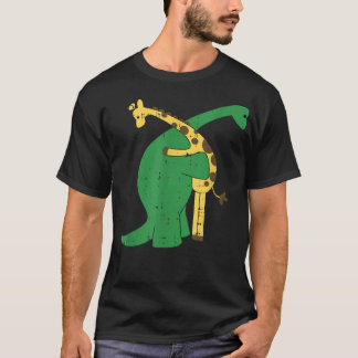 Giraffe Dinosaur Hug Love Dino Animals Safari Hall T-shirt