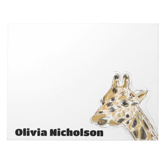 Giraffe Doodle Art Gepersonaliseerd briefpapier Notitieblok (Voorkant)