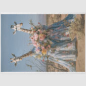 Giraffe draagt blauwe jurken bloemendecoupage tissuepapier (Voorkant)