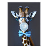 Giraffe draagt een bril, vlinderdas blaast blauwe foto afdruk (Voorkant)