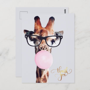 Giraffe Dragen Glazen Gom Dank u Briefkaart