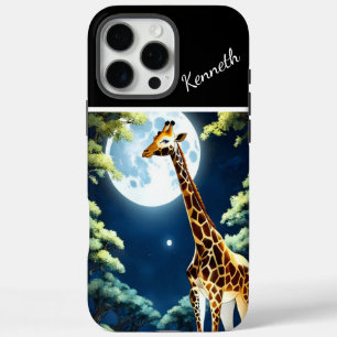 Giraffe Drink onder maanlicht iPhone 16 Pro Max Hoesje