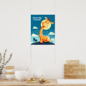 Giraffe Dromen | Dierenkinderkamer Kunst Poster (Keuken)