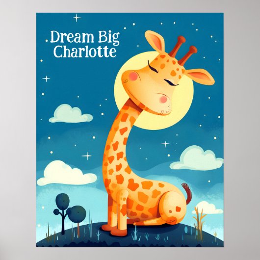 Giraffe Dromen | Dierenkinderkamer Kunst Poster (Voorkant)