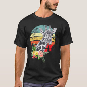 Giraffe Earth Day Elke Dag retro zonsondergang f T-shirt