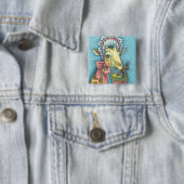 GIRAFFE EASTER SPRING BONNET HOLIDAY BUTTON Square (In situ)