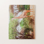 Giraffe Eating Leaves Painting Foto Legpuzzel (Verticaal)
