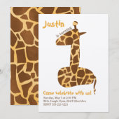 Giraffe eerste uitnodiging van de Birthday Party (Voorkant / Achterkant)