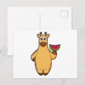 Giraffe eet watermeloen briefkaart (Voorkant / Achterkant)