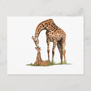 Giraffe- en baby-kus briefkaart