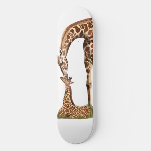 Giraffe- en baby-kus skateboard (Voorkant)