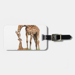 Giraffe en babykalf kussen bagagelabel