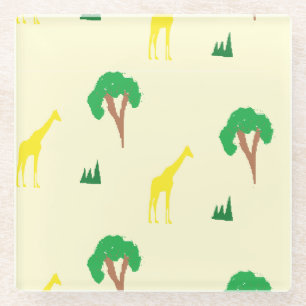 Giraffe- en boompatroon glazen onderzetter