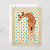 Giraffe en Briefkaart van kleine vogels (Voorkant / Achterkant)