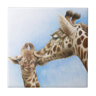 Giraffe en Calf Tile Tegeltje