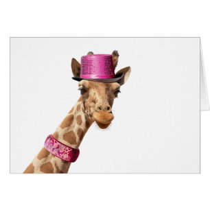 Giraffe en casquette rose étincelant