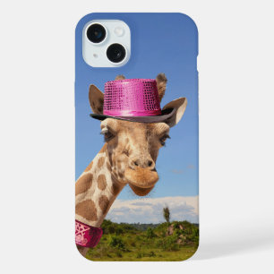 Giraffe en casquette rose étincelant