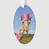 Giraffe en casquette rose étincelant (devant)