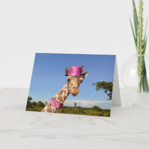 Giraffe en casquette rose étincelant