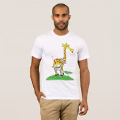 Giraffe en een Zebra Mannen T-shirt (Voorkant volledig)