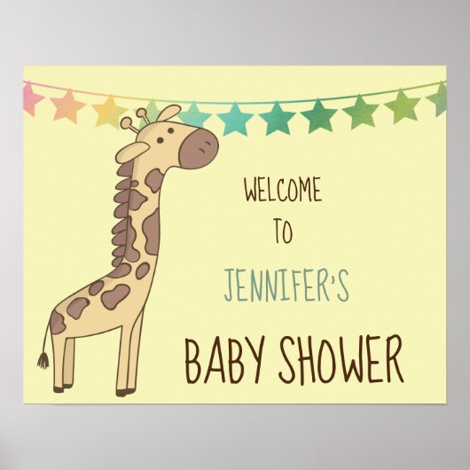 Giraffe- en Garland- Baby shower Poster (Voorkant)