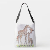 Giraffe en haar kalf crossbody tas (Achterkant)