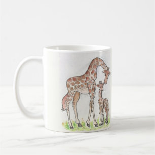 Giraffe en haar kalf ontwerp op een Mok/beker Koffiemok
