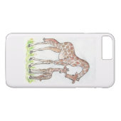 Giraffe en haar kalf op een iPhone Case (Achterkant (Horizontaal))