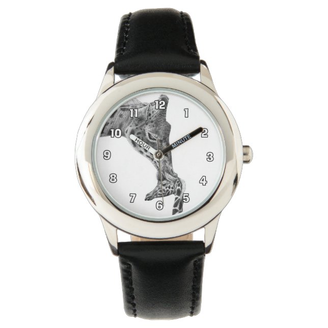 Giraffe en Kalverwacht Horloge (Voorkant)