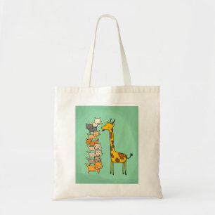 Giraffe en katten tote bag